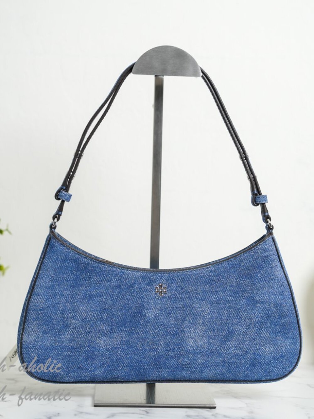 Tory Burch Emerson Denim Suede Adjustable Shoulder Bag Purse NWT